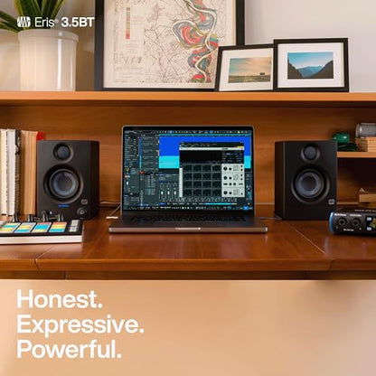 PreSonus Eris 3.5 Bluetooth Powered Studio Monitors, Pair —| | 50W, Woven-Composite Woofer, Silk-Dome Tweeter, Black - color: Black, size: 3.5" Bluetooth