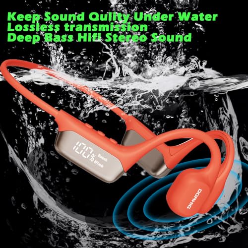 IHAO Swimming Headphones True Bone Conduction Open Ear Headset MP3 Player Built-in 32G Memory IP68 Underwater Waterproof Stereo Bluetooth Earphone for Driving Bicycling Running Skiing-Red - color: S-10 Red