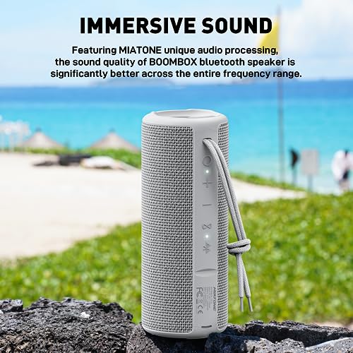 MIATONE Boombox Portable Bluetooth Speaker Wireless Outdoor Waterproof Speaker - Grey - color: Grey