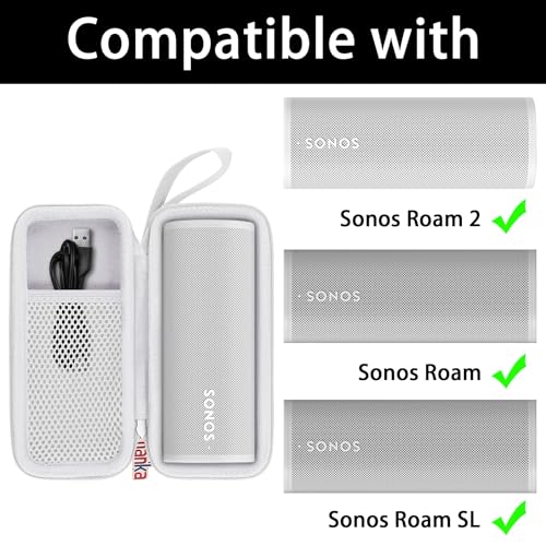 khanka Hard Travel Case Replacement for Sonos Roam 2 / Sonos Roam Portable Smart Bluetooth Speaker - color: White