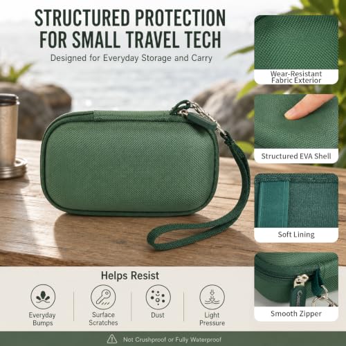COMECASE Bluetooth Transmitter Case for AirFly SE/Pro 2/Pro/Duo | Hard EVA Travel Case with Elastic Band and Dual Straps, for AirFly and Small Audio Adapters,Commutes and Daily Carry, Green - color: Green