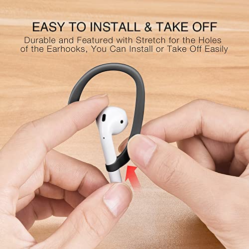 Ear Hooks for Apple AirPods Pro 2/1 & AirPod 4-1, Black | Comfortable to wear, Anti Slip Sports Hooks, Easy Install and Take off, Compatible with all AirPods Model (Except Pro 3) - color: Black