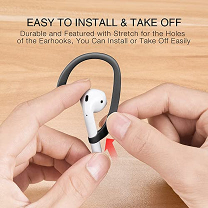 Ear Hooks for Apple AirPods Pro 2/1 & AirPod 4-1, Black | Comfortable to wear, Anti Slip Sports Hooks, Easy Install and Take off, Compatible with all AirPods Model (Except Pro 3) - color: Black
