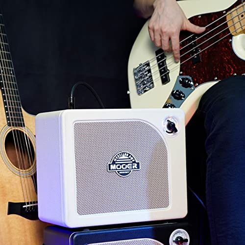 MOOER Guitar Amplifier Combo 15W, Practice Amp with 9 Digital Amp Models, 6.5" Speaker, Bluetooth, Headphone Output, for Electric/Acoustic Guitar and Bass-Hornet White - color: white