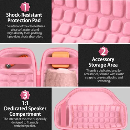 co2CREA Case for JBL Charge 6 Portable Bluetooth Speaker, Pink | High-Density Foam Padding, Reinforced Handle, Detachable Shoulder Strap, Compact Lightweight Design, Dust Protection - color: Pink Case