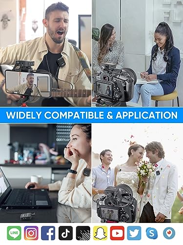 Moman Wireless Lavalier Microphone, 2.4GHz Compact Wireless Lapel Mic System with Noise Cancellation Transmission 8H Battery Life for DSLR Cameras/Smartphone/Tablet/Live Streaming (C1 Solo) - size: C1