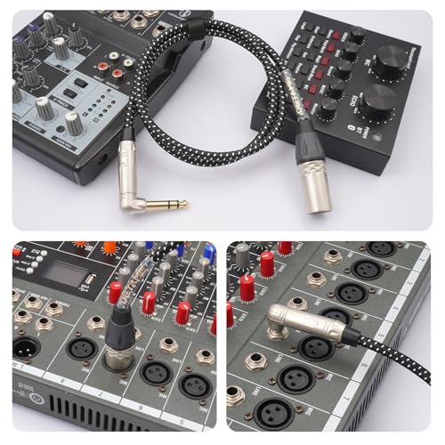 6FT Right Angle 1/4 TRS to XLR 3Pin Male Audio Cable,3Pin XLR Male to 6.35mm 90 Degree Turn TRS Active Speaker Signal Cable - size: 6Feet