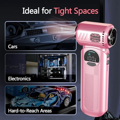 Compressed Air Duster, 150000RPM Electric Air Duster with 6 Nozzles, Adjustable Speed, LED Light & 8000mAh Battery, Rechargeable Cordless Turbo Air Blower for Keyboard, PC, Car &Home Cleaning