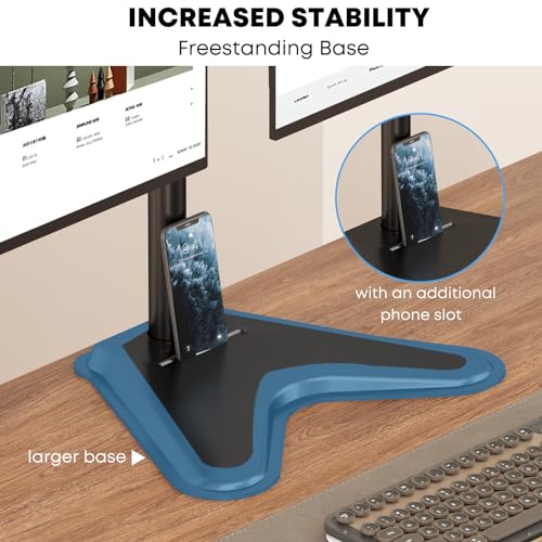 PUTORSEN Quad Monitor Stand for 4 Screens, 17-32", 19.8 lbs Each | Stacked 4-Screen Desk Mount with Full-Motion Arms, VESA 75/100, Tilt, Swivel & Rotation, Larger Base with Phone Slot, Black - size: Quad Arms