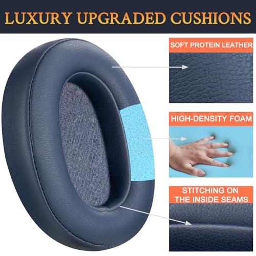 SOULWIT Earpads for Sony WH-XB900N/WH-CH710N/WH-CH720N/WH-RF400/MDR-RF895RK Headphones, Ear Pads Cushions with Soft Protein Leather, High Density Foam - Blue - color: Blue