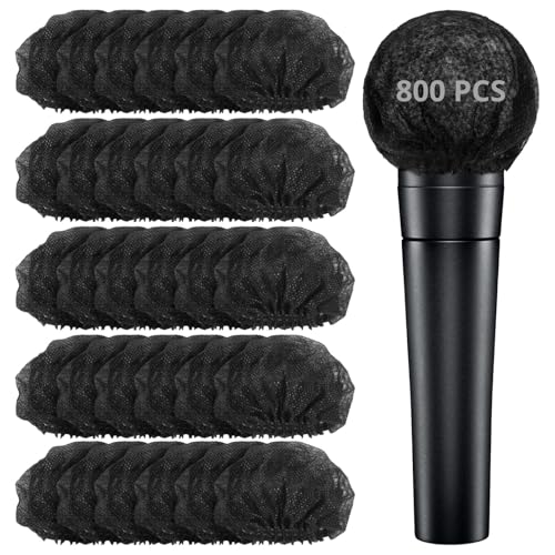 800 Pcs Non-Woven Microphone Windscreens, Disposable Protective Covers, Individually Wrapped Mic Caps for Karaoke, Studio, and Live Performances
