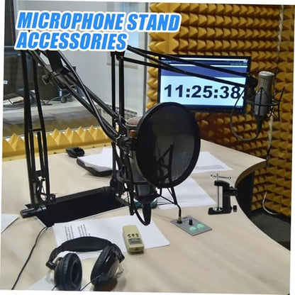 Toyvian Adjustable Microphone Boom Arm Stand: Metal Base Desk Mount Clamp for Streaming Podcasting Recording - Compatible with Various Mic