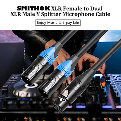 Smithok 2pack XLR Y Splitter Cable,Female to Dual Male Y Cable (XLR Splitter 1 Female to 2 Male),Balanced Microphone Splitter Cord Audio Adaptor - 1.6ft /0.5m - size: 2pack*1.6ft