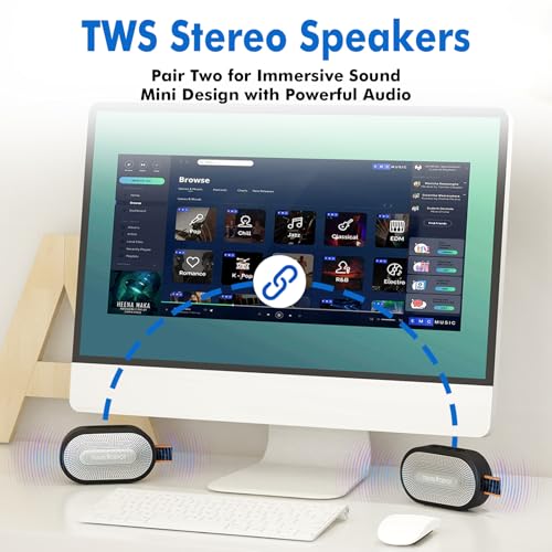 Travel Depot Portable Magnetic Bluetooth Speaker, Waterproof, (2 Pack) | Bluetooth Speaker Loud Stereo Sound, 18H Battery, Dual Pairing, BT5.3, Mini Wireless Speakers for Travel, Hiking, Beach - size: 2 Pack