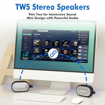 Travel Depot Portable Magnetic Bluetooth Speaker, Waterproof, (2 Pack) | Bluetooth Speaker Loud Stereo Sound, 18H Battery, Dual Pairing, BT5.3, Mini Wireless Speakers for Travel, Hiking, Beach - size: 2 Pack