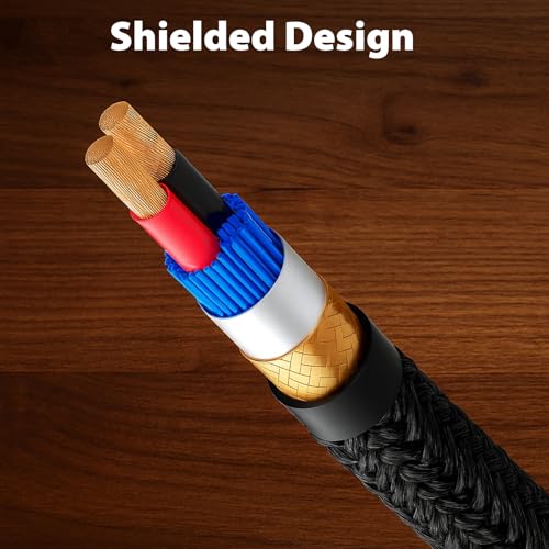 RCA Audio Cable, 2RCA to 2 RCA Cables Car Audio, 10ft | Male to Male, Shielded Cables with Braided Jacket and Gold-Plated Connectors – for Home Theater, Car, Amplifier, Speaker - size: 10ft