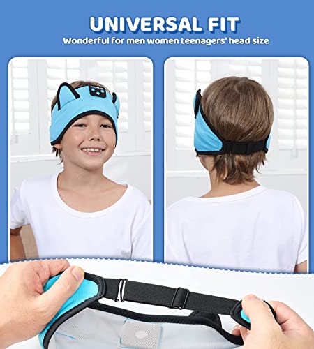 KIDSBAND Kids Headphones Bluetooth Headband Adjustable, Wireless Sleep Headphones for Kids with Wired Playback 3.5 MM Jack for Teens/Boys/Girls/Smartphones/School/Kindle/Airplane Travel/Plane/Tablet - color: Blue