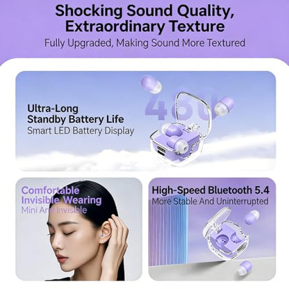Mini Invisible Sleep Wireless Earbuds, ENC Call Noise Cancelling Ultra Low Latency Gaming Earphones for Side Sleepers Nap Work Travel Black - color: Black