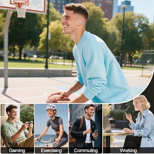 kurdene Wireless Earbuds Bluetooth 5.4 in Ear Buds Light Weight Headphones,Deep Bass Sound,Built in Mics Headset,Clear Calls Earphones for Sports Workout Light Blue - color: Blue