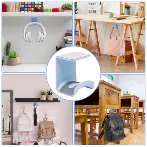 Blue Headphone Stand Hanger, Hanging Headset Holder Hook Under Desk | 1Pcs ABS Plastic Adhesive Earphones Hangers for Desk Headphone Hanger, Most Headphones and Controller - color: Blue, size: Under Desk