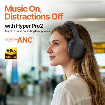 VOKALEN Hyper Pro 2 Bluetooth Headphones Over Ear, Hi-Res Audio, Adaptive Noise Cancelling, 60H Playtime, DEEP360 Spatial Sound, Comfort Mesh Ear Cushions, Deep Bass, Custom EQ (Pro 2, Black) - color: Black, style: Pro 2