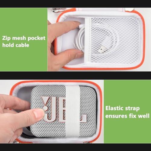 Speaker Case for JBL Go 5/4/3, Case Only | Hard Case, Mesh Pocket for Charging Cable, Compact Travel Carry, Speaker Not Included, White - color: White