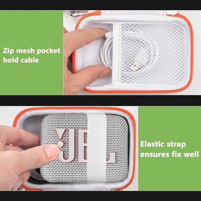 Speaker Case for JBL Go 5/4/3, Case Only | Hard Case, Mesh Pocket for Charging Cable, Compact Travel Carry, Speaker Not Included, White - color: White