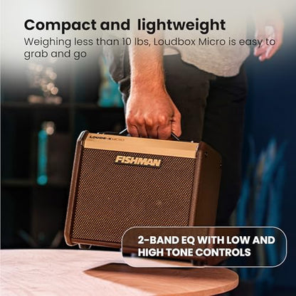 Fishman Loudbox Micro 40-Watt Acoustic Guitar Combo Amplifier Bundle with Gearlux XLR Cable, Instrument Cable, and Austin Bazaar Polishing Cloth - size: Micro 40W
