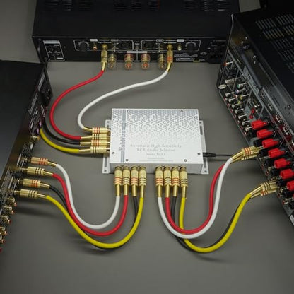 Automatic RCA Audio Selector by BobWire, Model RCA1 - Switch Operates by Audio Sensing or 12V Trigger. (Use for Home Theater Bypass, Jukebox, Karaoke & Auto Source Selection)