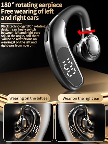 Single Ear Bluetooth Headset with Noise Canceling Microphone, 24H Talk Time Hands-Free Wireless Earpiece for Driving, Office (White) - color: White