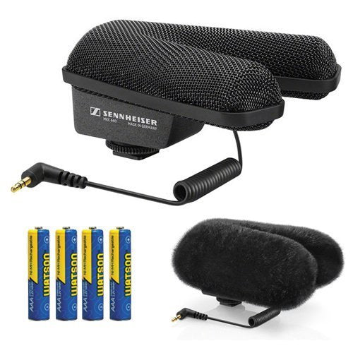 Sennheiser MKE 440 Stereo Shotgun Microphone Kit with Fur Windshield and Batteries