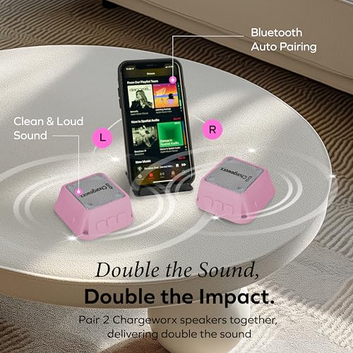CHARGEWORX Magnetic Bluetooth Speaker and Phone Stand, Portable Mini Speaker, USB-C Rechargeable Wireless Device for High-Fidelity Audio, Compatible with MagSafe iPhone 16/15/14/13/12 Case, Pink - color: Pink
