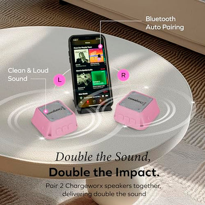CHARGEWORX Magnetic Bluetooth Speaker and Phone Stand, Portable Mini Speaker, USB-C Rechargeable Wireless Device for High-Fidelity Audio, Compatible with MagSafe iPhone 16/15/14/13/12 Case, Pink - color: Pink