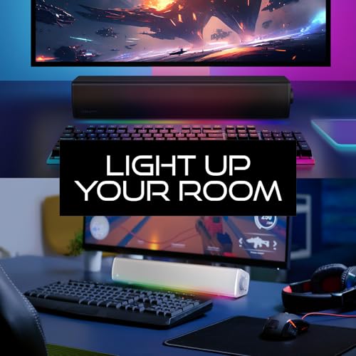 Creative Sound Blaster GS3 Compact RGB Gaming Soundbar, Superwide, White | RGB Gaming Soundbar, Bluetooth, USB-C, Under Monitor, PC, Console, Compact Design, White - color: White