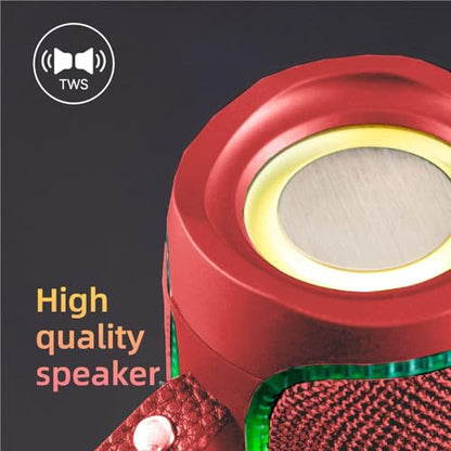 Portable Bluetooth Speakers Long-Lasting Wireless Bluetooth Speaker with Bluetooth 5.3 Technology All-Around Wireless Speaker Black (Red) - color: Red