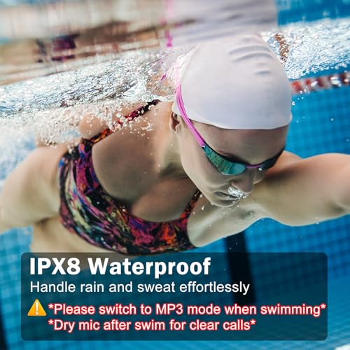 Liquid Silicone Swimming Headphones-Bone Conduction Headphones, IP68 Waterproof Underwater Earphones, LiteSurge Bluetooth Soft/Skin Open Ear Swim Earbuds with 32 GB MP3 Memory for Sport-Ashy - color: Ashy