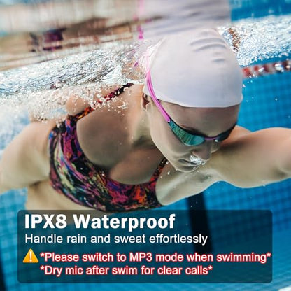 Liquid Silicone Swimming Headphones-Bone Conduction Headphones, IP68 Waterproof Underwater Earphones, LiteSurge Bluetooth Soft/Skin Open Ear Swim Earbuds with 32 GB MP3 Memory for Sport-Ashy - color: Ashy