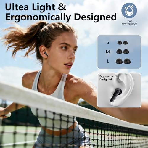 Touch Screen Earbuds, Wireless Bluetooth in-Ear Headphones with ANC Noise Cancelling, 60H Playtime, IPX5 Waterproof for Sports Gym Work Travel - color: Black