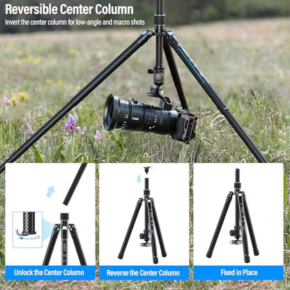 SIRUI 60" Carbon Fiber Tripod for Camera with 360° Panoramic Ball Head, Arca QR Plate, Compact Lightweight 2.1lbs Travel Tripod for DSLR Video Camcorder, Max Load 10kg, Traveler X-III - size: 60" Ball Head Tripod