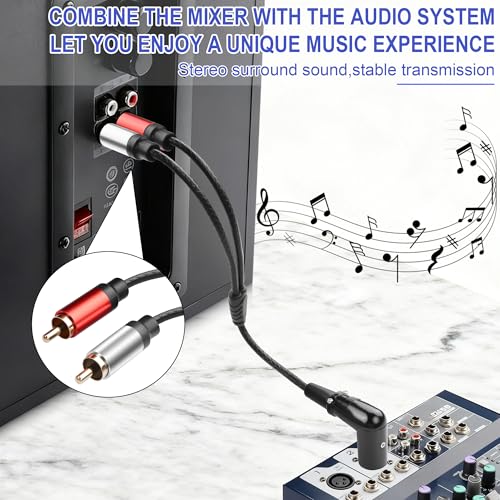Balanced XLR to 2RCA Audio Cable,Right Angle 3 Pin-XLR to Dual RCA Adapter Cable,Gold-Plated 2 RCA Male to X L R Male Microphone Cable for Microphone,Mixing,Amplifier 0.98FT (90-Degree Angle) - style: 90-Degree Angle