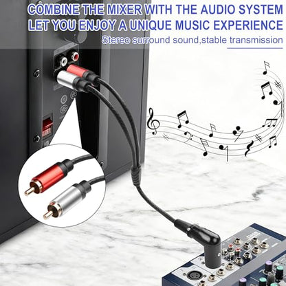 Balanced XLR to 2RCA Audio Cable,Right Angle 3 Pin-XLR to Dual RCA Adapter Cable,Gold-Plated 2 RCA Male to X L R Male Microphone Cable for Microphone,Mixing,Amplifier 0.98FT (90-Degree Angle) - style: 90-Degree Angle