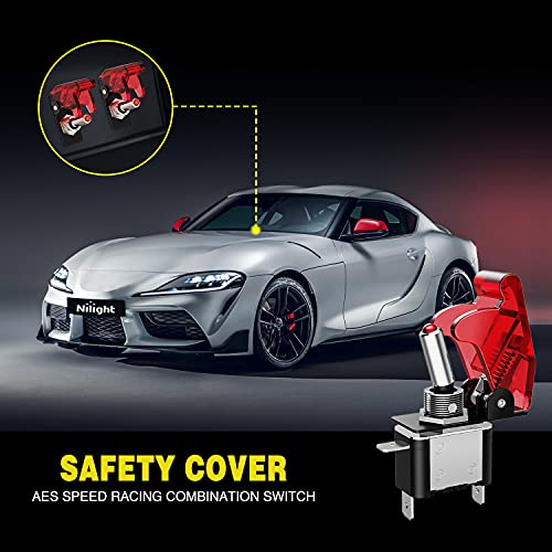 Nilight 5PCS12V LED Toggle Switch Heavy Duty 20A SPST ON Off 3 Pin Rocker for Automotive Cars Trucks Boats Racking - color: 5PCS Led Switch Red