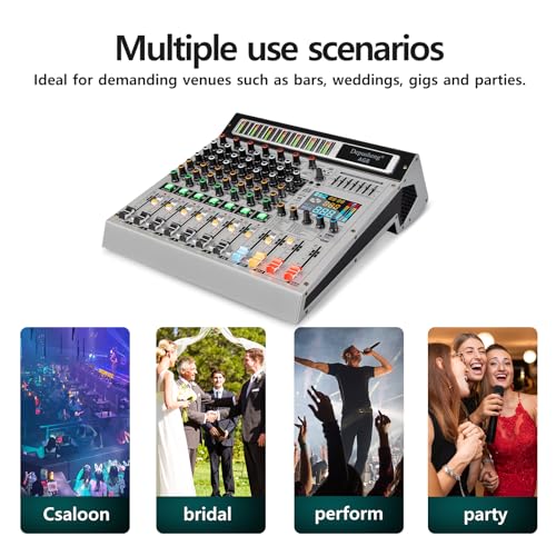 Depusheng AG8 Professional audio mixer 8 Channel with MP3 Player Source USB recording,With grouping and 2 AUX interfaces, 99DSP EFFECTfor Professional and Beginners