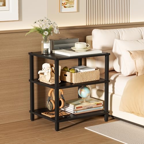 3-Tier AV Media Player Stand, Stereo Cabinet, Modern Stereo Cabine,Game Console Shelf,Wooden TV Stand,Multifunctional Entertainment Center, Suitable for Home, Conference Room, Black - color: Black, size: 3 Tier