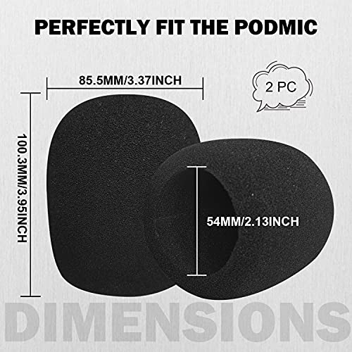Pop Filter Foam Mic Cover Compatible with Rode PodMic NT1-A NT-USB NT2-A Procaster Podcaster Microphones Effectively Reduce Noise (2 Packs)