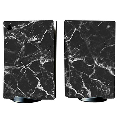 PlayVital Black White Marble Effect Full Set Skin Decal for ps5 Console Disc Edition, Sticker Vinyl Decal for ps5 Controller & Charging Station & Headset & Media Remote - color: Black White Marble