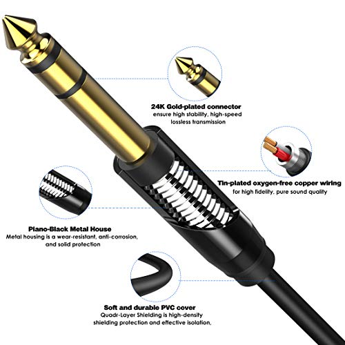 1/4 to 3.5mm Headphone Adapter TRS 6.35mm 1/4 Male to 3.5mm 1/8 Jack | Stereo Audio Jack Adapter for Amplifiers, Guitar, Keyboard Piano, Home Theater, Mixing Console, Headphones - 12 inch / 30 CM - color: Piano Black, size: 1 FT