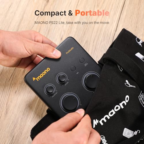 MAONO USB Audio Interface Bundle: Interface with XLR Microphone Headphone 24-bit/192kHz LOOPBACK ASIO Driver for Recording Music Home-Studio Guitar Podcast Streaming PC DAW(PS22+PD100S+MH700)