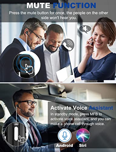 Pointcinco Bluetooth Headset V5.1, Wireless Headset with Battery Display Charging Case, Bluetooth Earpiece with Noise Canceling Mic for Driving, Office, Business, Compatible with Cell Phone and PC