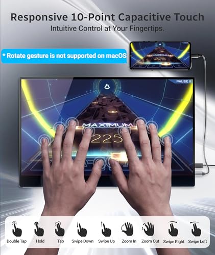 Ingnok Touchscreen Monitor for Laptop,Dual USB C,15.6Inch FHD 1080P | 10 Point Touch,USB C mini HDMI for Laptop,Mac,mini PC,Built in Speakers,with Adjustable Stand,VESA,Lightweight,Eyecare - style: Touch